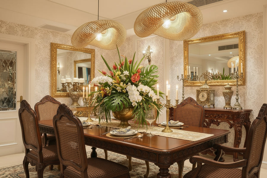 Hand-woven bamboo & rattan pendant light