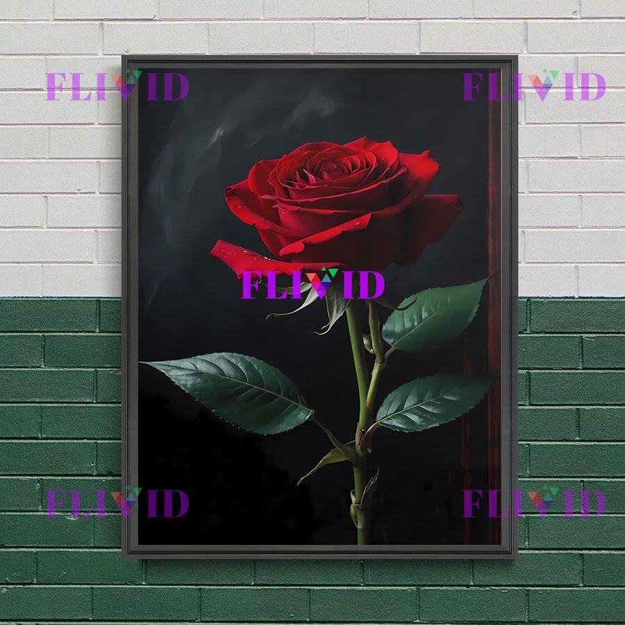Dark moody floral rose canvas print