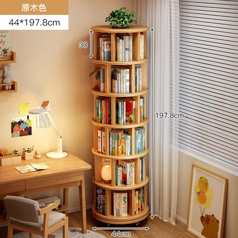 Solid Wood Rotating Bookshelf
