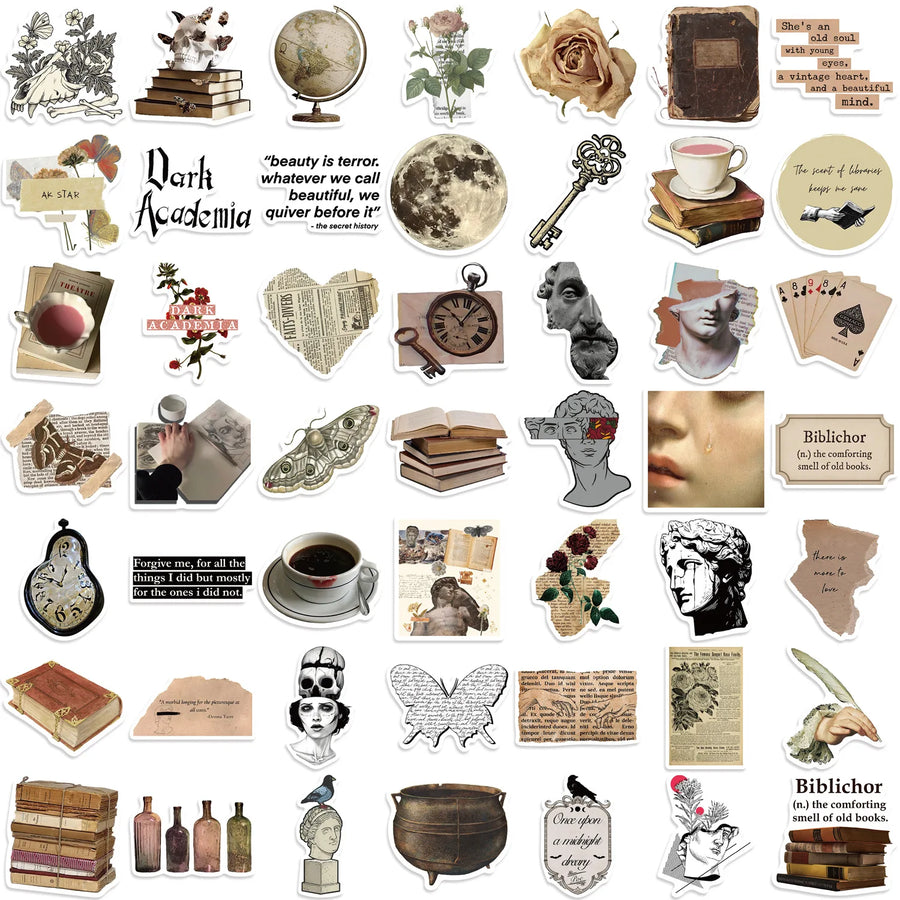 Dark academia sticker pack — 50 nostalgic designs