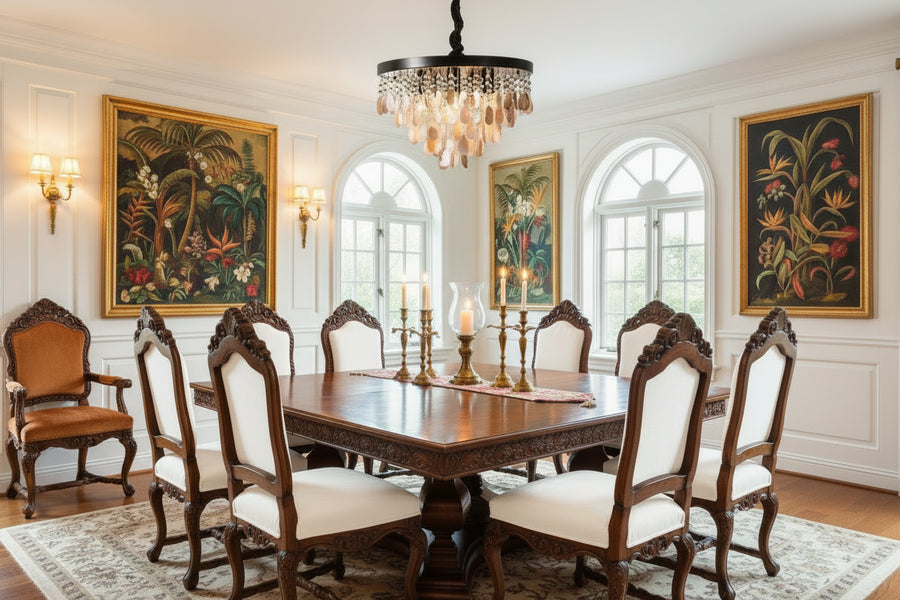 Luxury Crystal & Shell Chandelier — LED | Dimmable | 2 Sizes | Coffee or Gold Frame