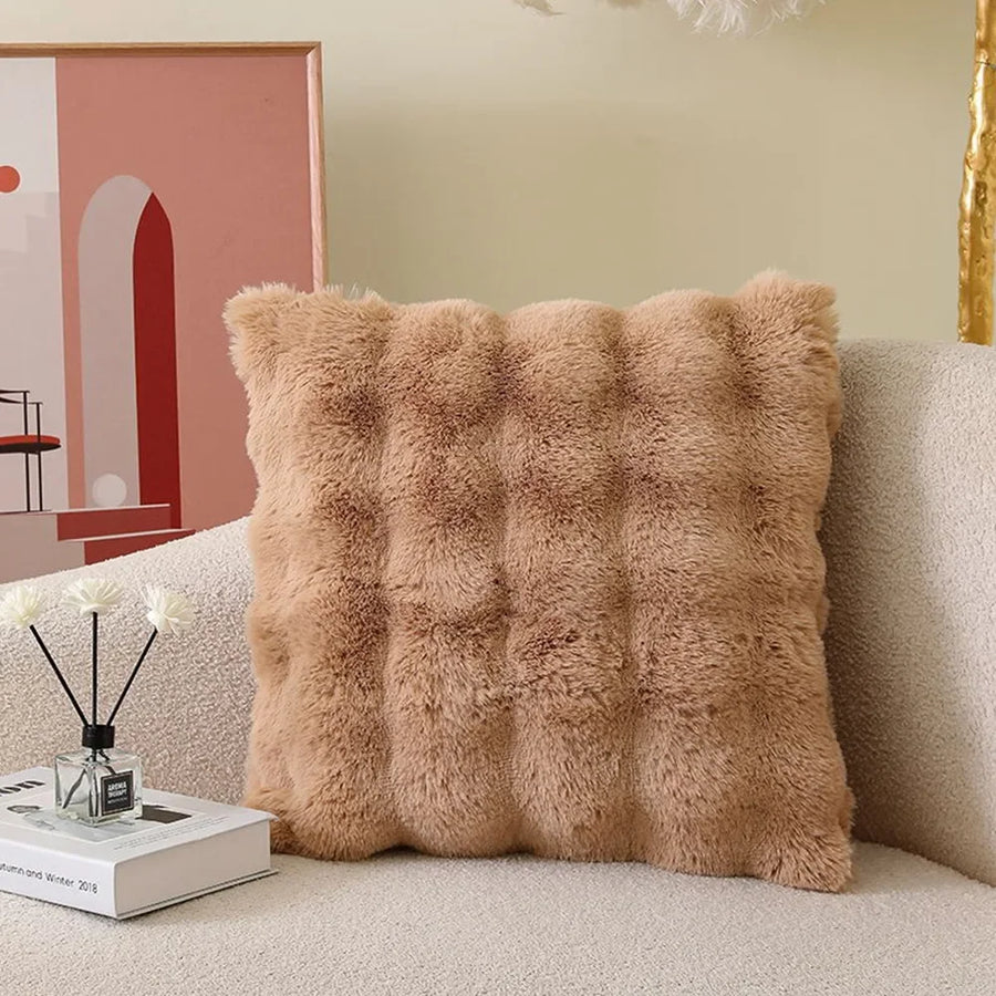 Soft Plush Fur Cushion Cover — 45x45cm | 7 Colours | Sofa & Bedroom Decor