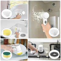Cordless Electric Spin Scrubber — 5 Brush Heads, Ergonomic Grip