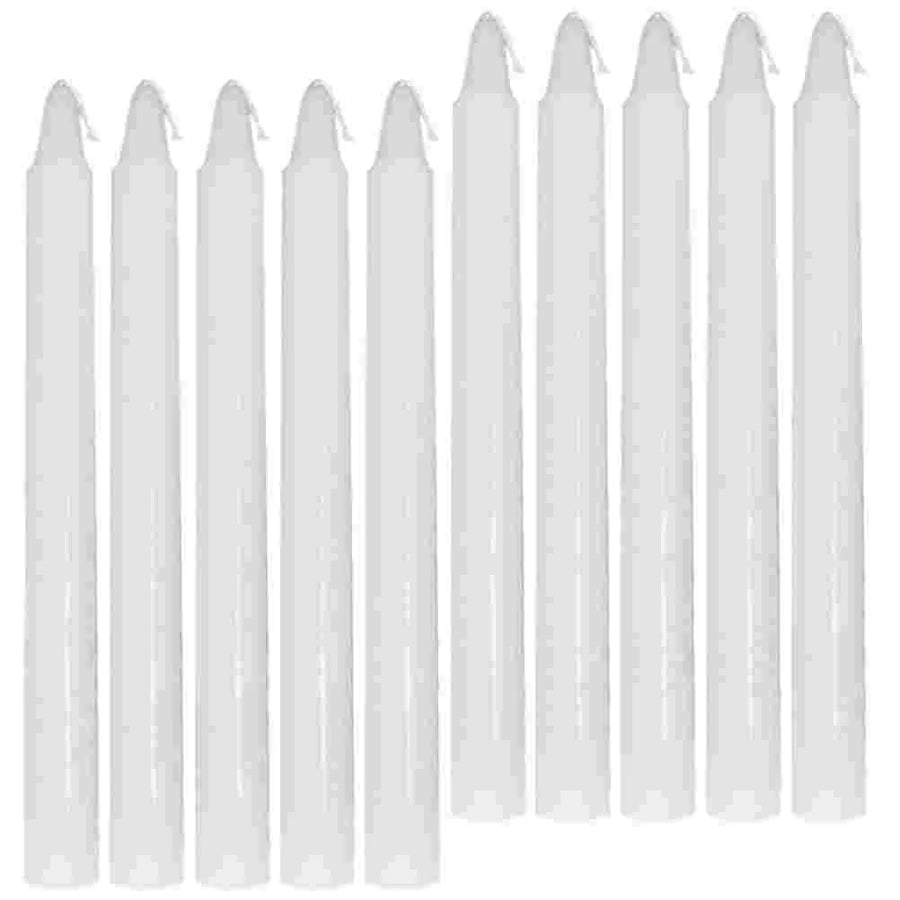 White Taper Candles — Set of 10 | Classic Paraffin | Tall Pillar