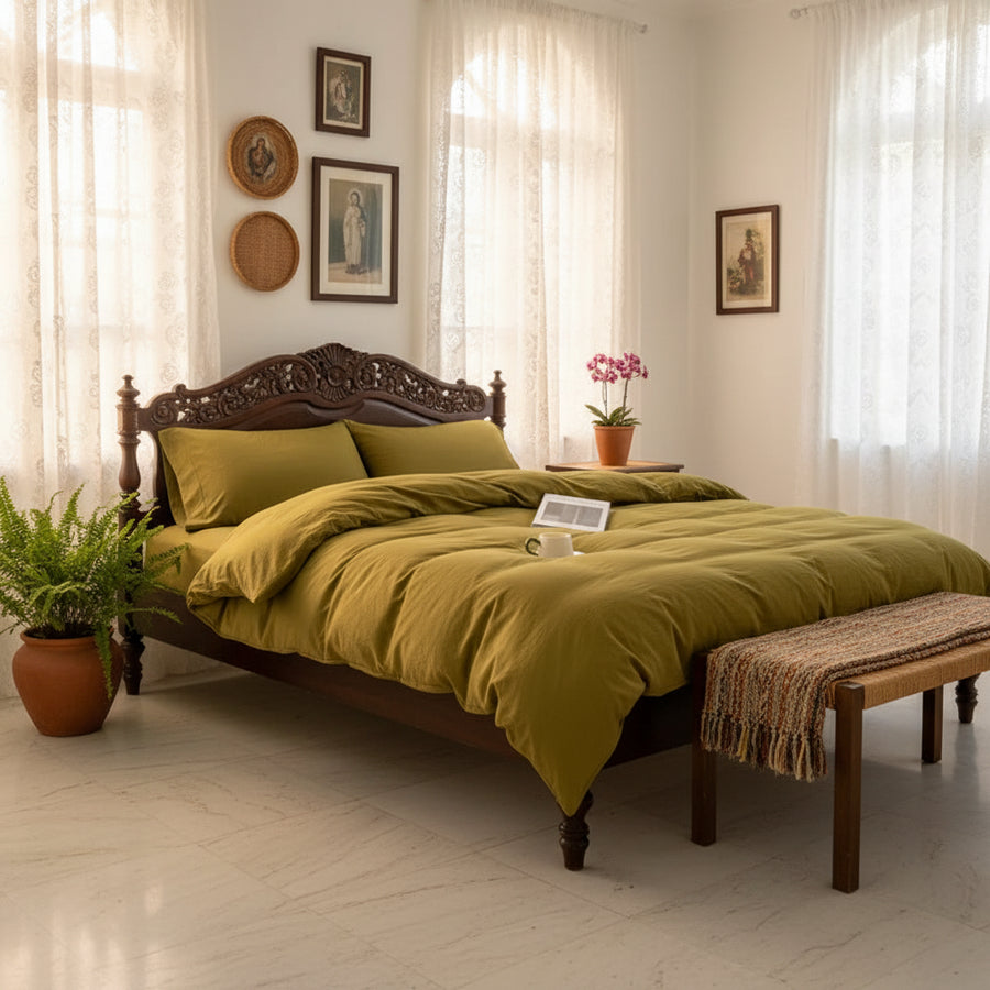 Washed Cotton Duvet Cover Set — 3-Piece, 16 Colours, 12 Sizes