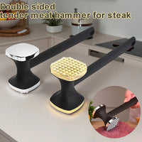 Heavy-Duty Stainless Steel Meat Tenderizer Hammer | Gold & Black