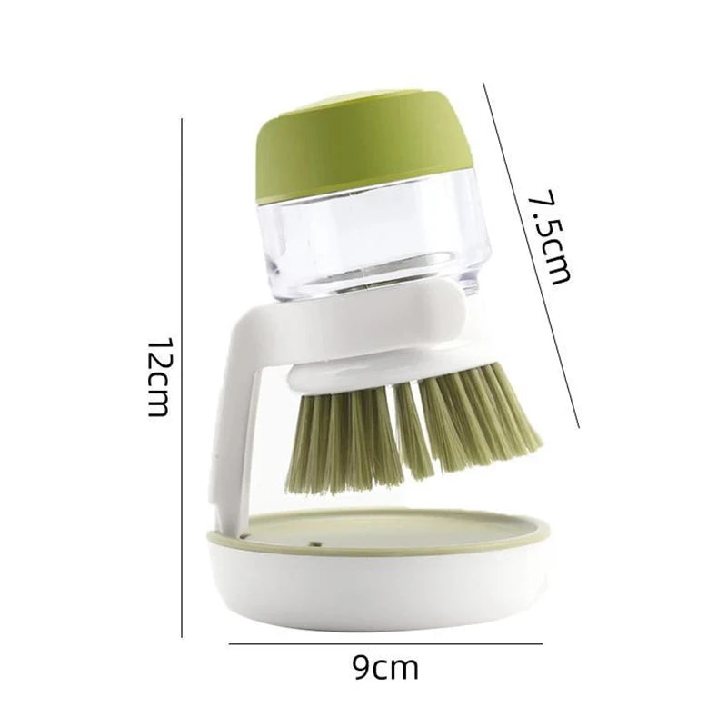 Soap-dispensing dish brush