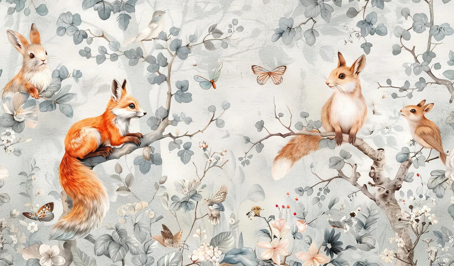 Custom Children's Forest Mural Wallpaper | Cartoon Animals | Made to Measure