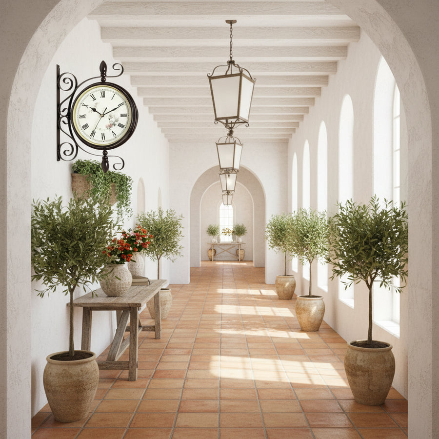 Antique Double-Sided Iron Wall Clock — Silent Movement | Indoor & Outdoor