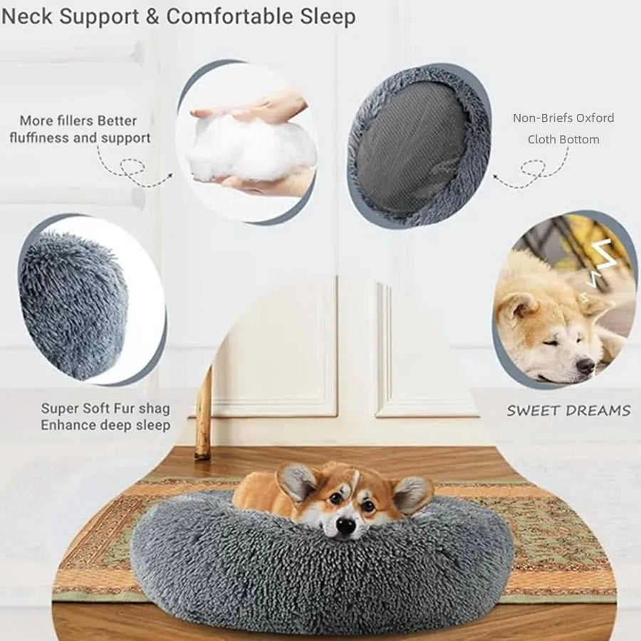 Round Plush Pet Bed | Dogs & Cats | 40–90cm