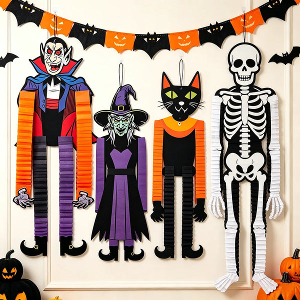 Vampire, Witch, Cat, Pumpkin & Skeleton Hanging Ornaments