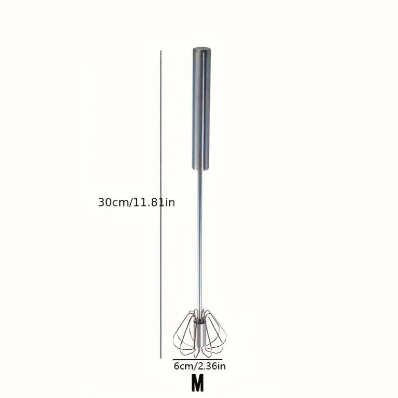 Semi-Automatic Stainless Steel Egg Beater — Hand Push Mixer, S / M / L