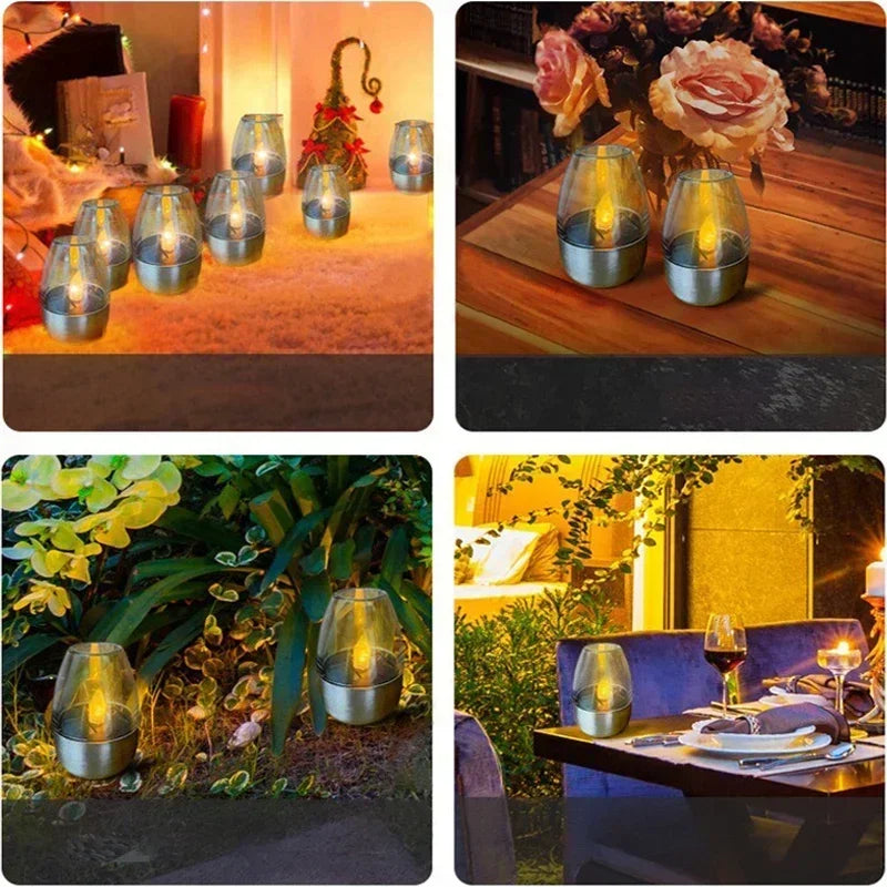 Flameless Solar LED Pillar Candles — Outdoor Waterproof | Wedding & Garden | Set of 1–4