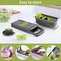 Multifunctional Vegetable Chopper & Slicer — 14-in-1 or 16-in-1, Stainless Steel Blades