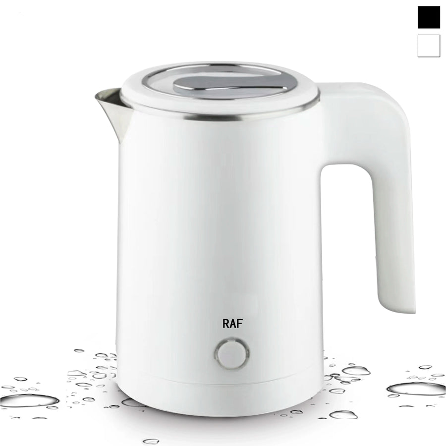 Compact Travel Electric Kettle 0.8L | Stainless Steel | White & Black