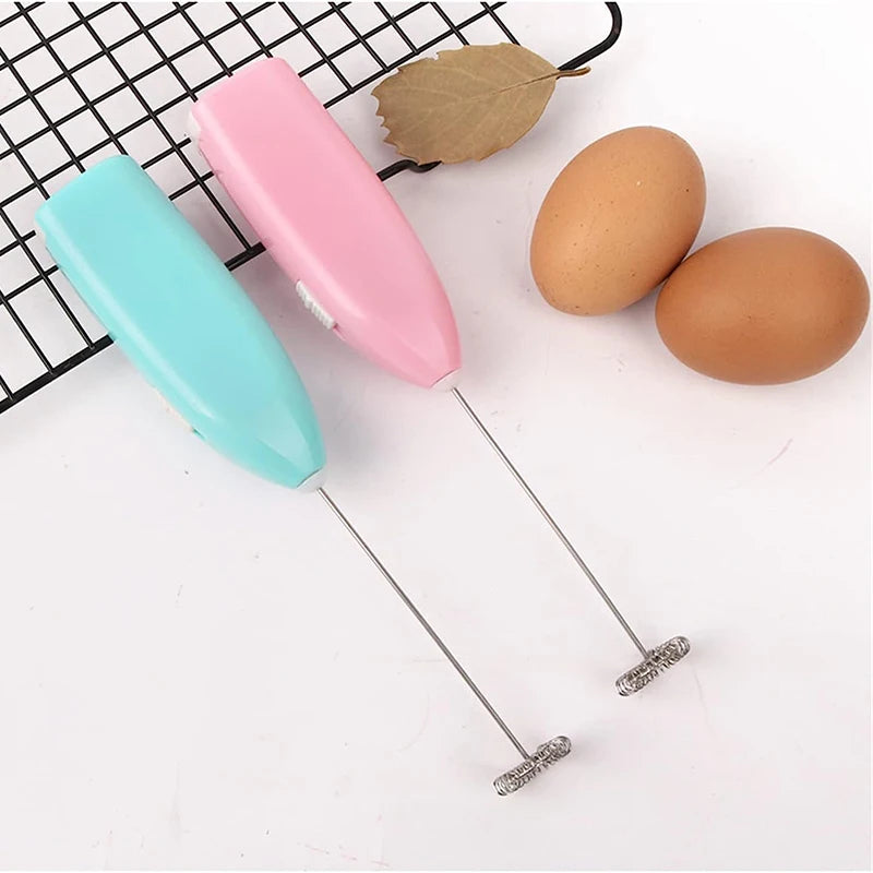 Handheld Electric Milk Frother & Egg Beater — Battery Powered, Stainless Steel