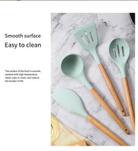 12-Piece Silicone & Wooden-Handle Kitchenware Set — Heat-Resistant | Non-Stick Safe