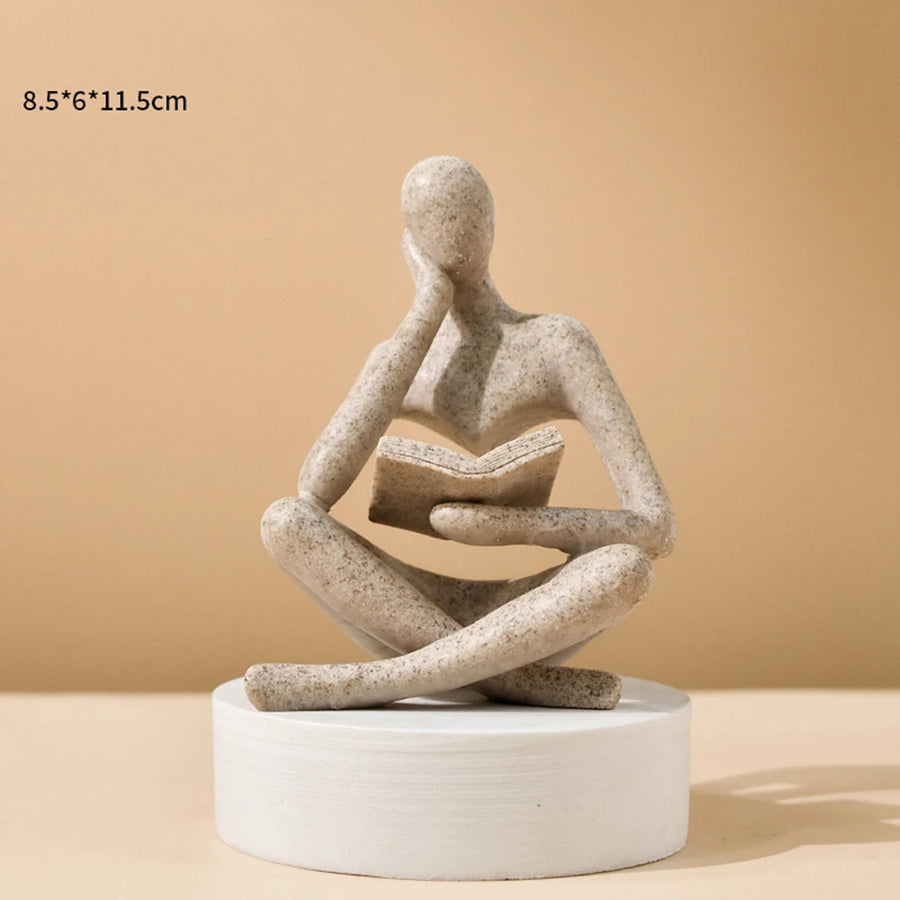 Abstract Thinker Resin Sculpture — Bookshelf & Desk Figurine | Modern Home Decor