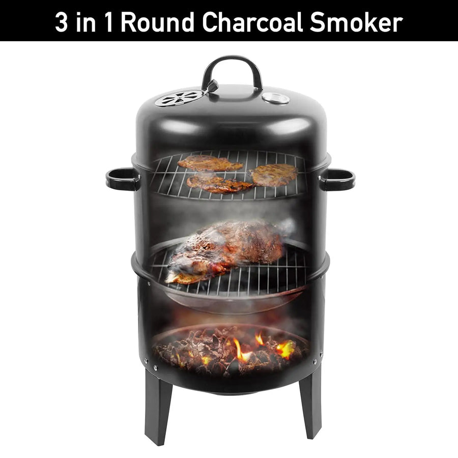 3-in-1 charcoal BBQ grill & fire pit