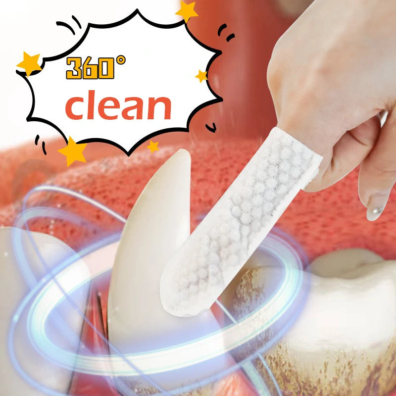 Disposable Pet Finger Toothbrush Wipes — For Dogs & Cats