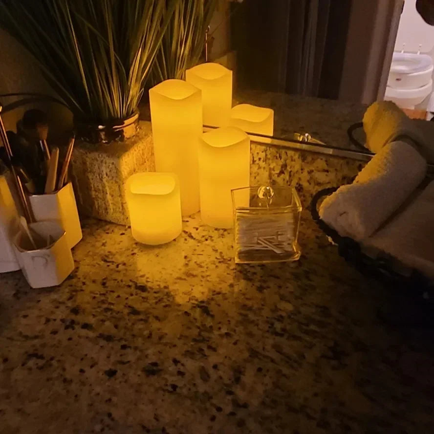 Flameless LED Pillar Candles — Warm Flicker | Set of 1–10 | Wedding & Events