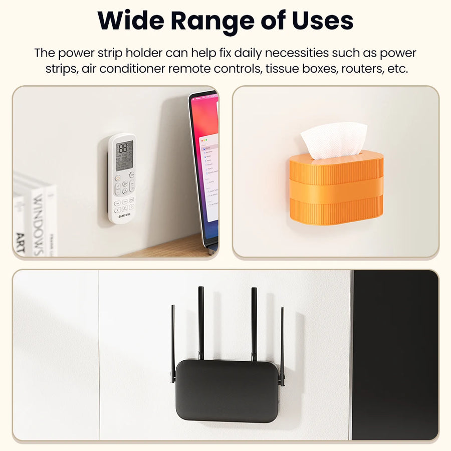Self-Adhesive Power Strip & Cable Organiser Holder | No-Drill Wall Mount
