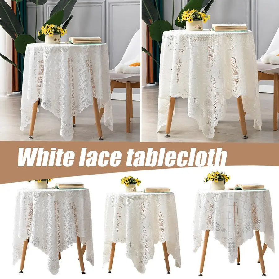 White Lace Tablecloth | Farmhouse & Pastoral Style | 60×60cm