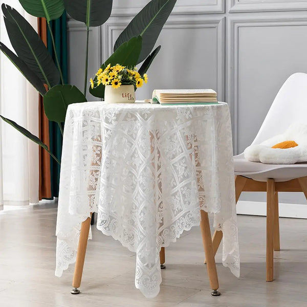 White Lace Tablecloth | Farmhouse & Pastoral Style | 60×60cm