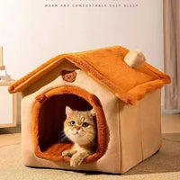 House-Style Pet Bed | Coral Fleece | Dogs & Cats | S/M/L