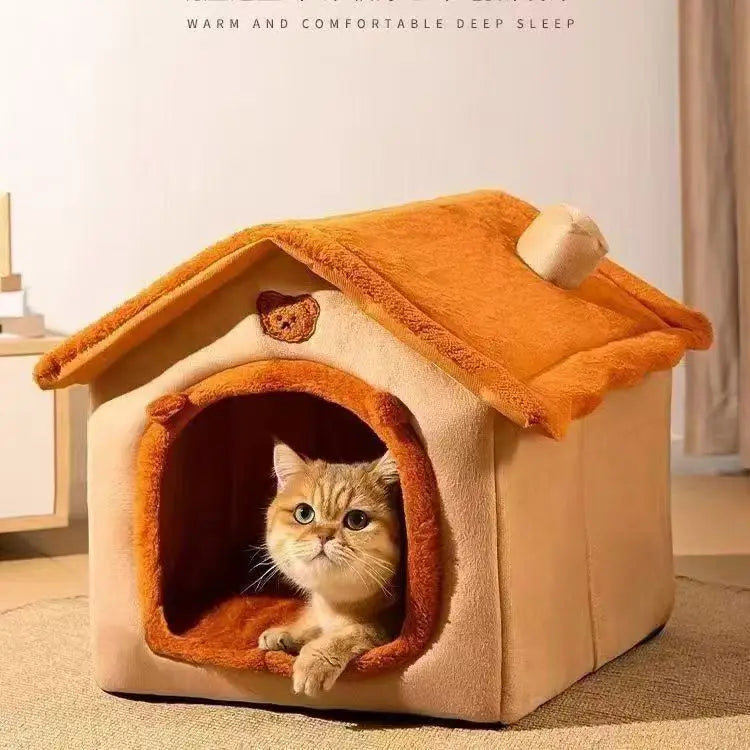 House-Style Pet Bed | Coral Fleece | Dogs & Cats | S/M/L