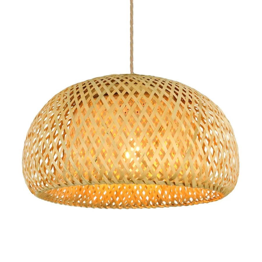 Hand-Woven Bamboo Lantern Pendant Lamp — Natural Rattan | E27 LED | 3 Finishes | Warm or White Light