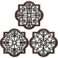 3-piece rustic wood geometric wall art set