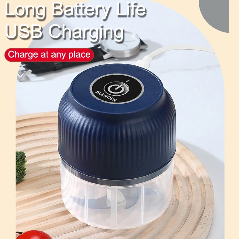 Mini Electric Food Chopper — 250ml, USB Rechargeable, 3-Blade, Wireless