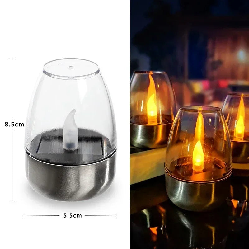 Flameless Solar LED Pillar Candles — Outdoor Waterproof | Wedding & Garden | Set of 1–4