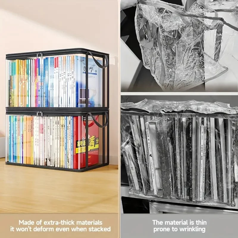 Clear flip-top storage box
