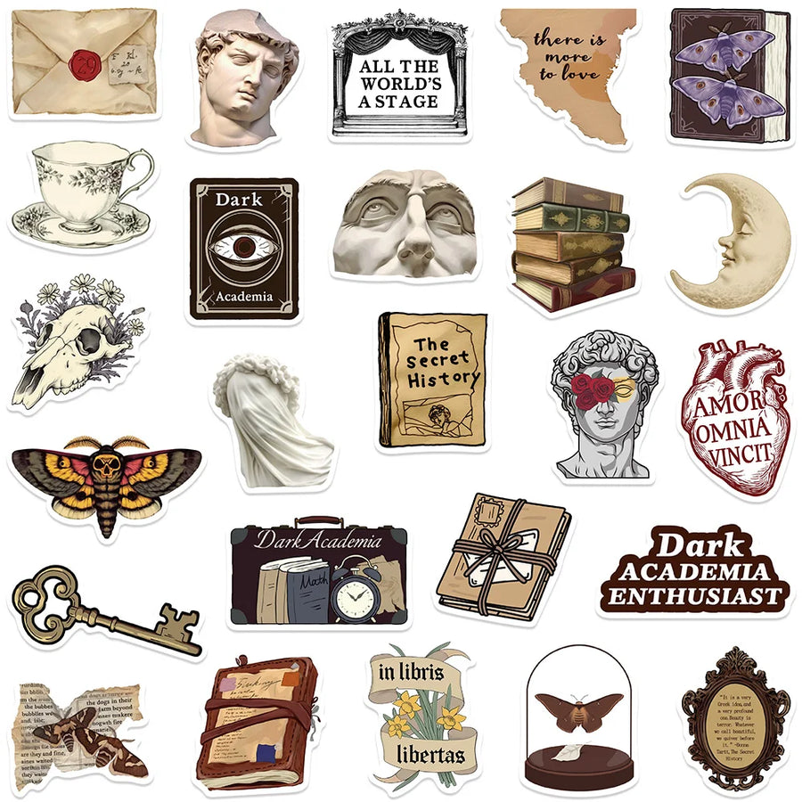 Dark academia vinyl sticker pack — 50 designs