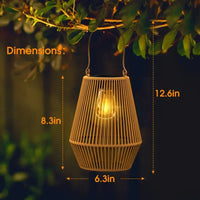 Solar Rattan Hanging Lantern — Waterproof Boho Outdoor Light | Garden, Yard & Patio