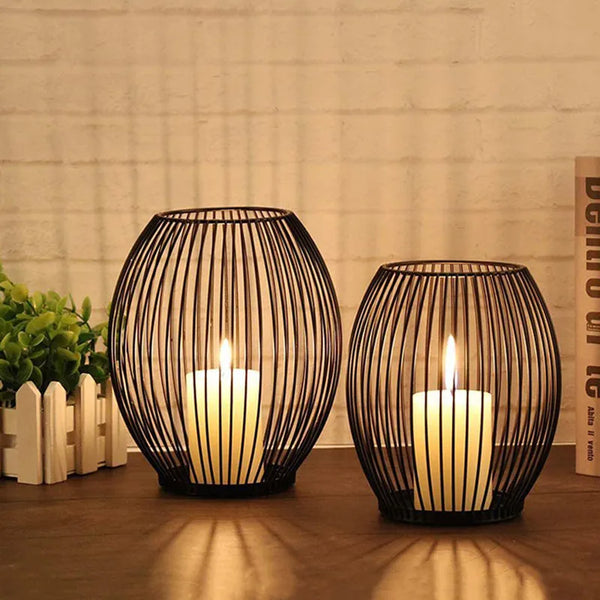 Vintage Iron Lantern Candle Holder — Romantic Décor | Table & Mantelpiece
