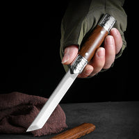 Compact Fixed Blade Fruit & Kitchen Knife | Sharp Stainless Steel | Brown