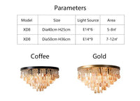 Luxury Crystal & Shell Chandelier — LED | Dimmable | 2 Sizes | Coffee or Gold Frame