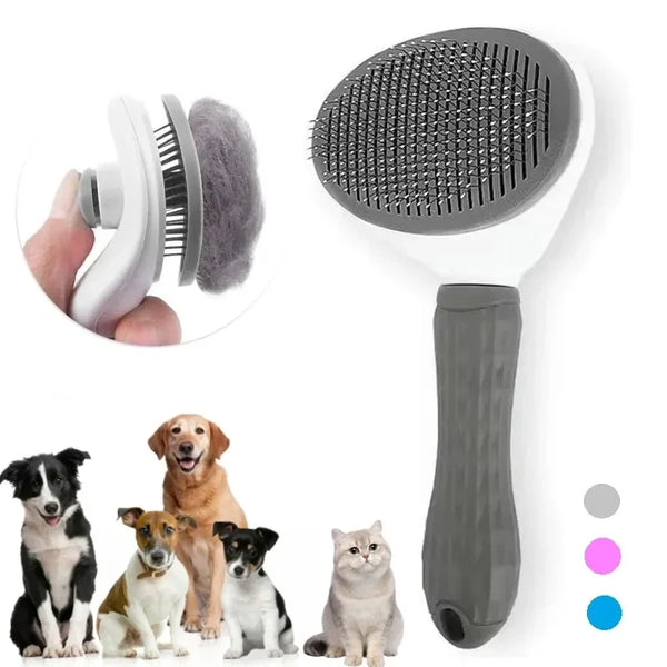 Self-Cleaning Pet Slicker Brush — Dogs & Cats, All Coat Types