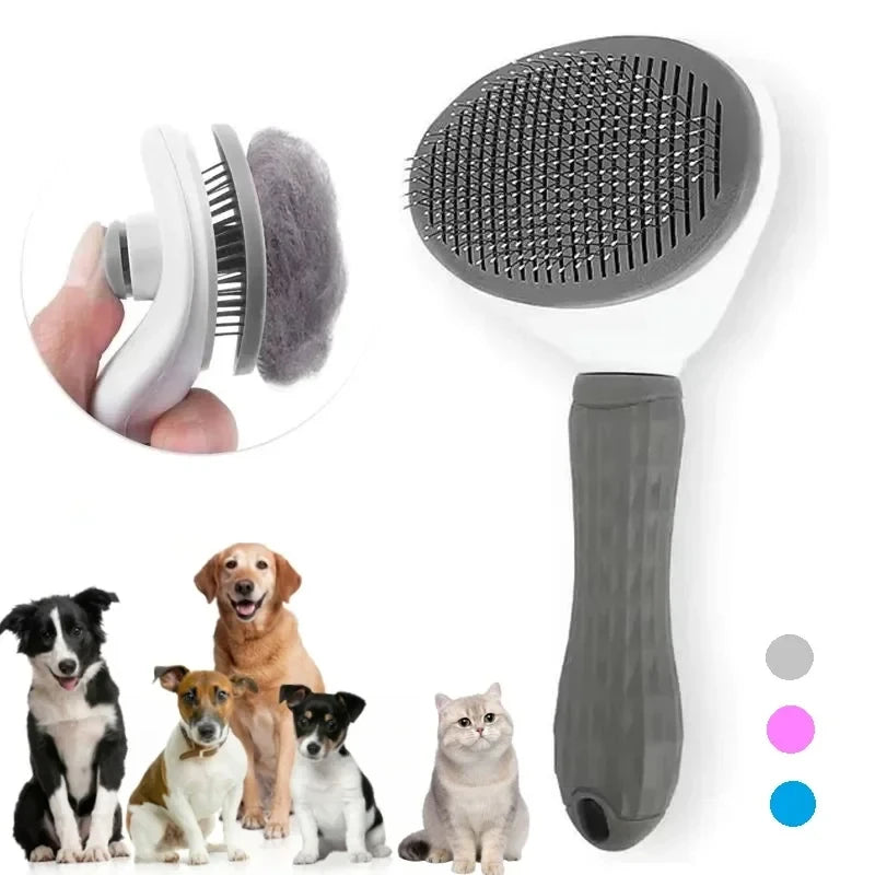 Self-Cleaning Pet Slicker Brush — Dogs & Cats, All Coat Types