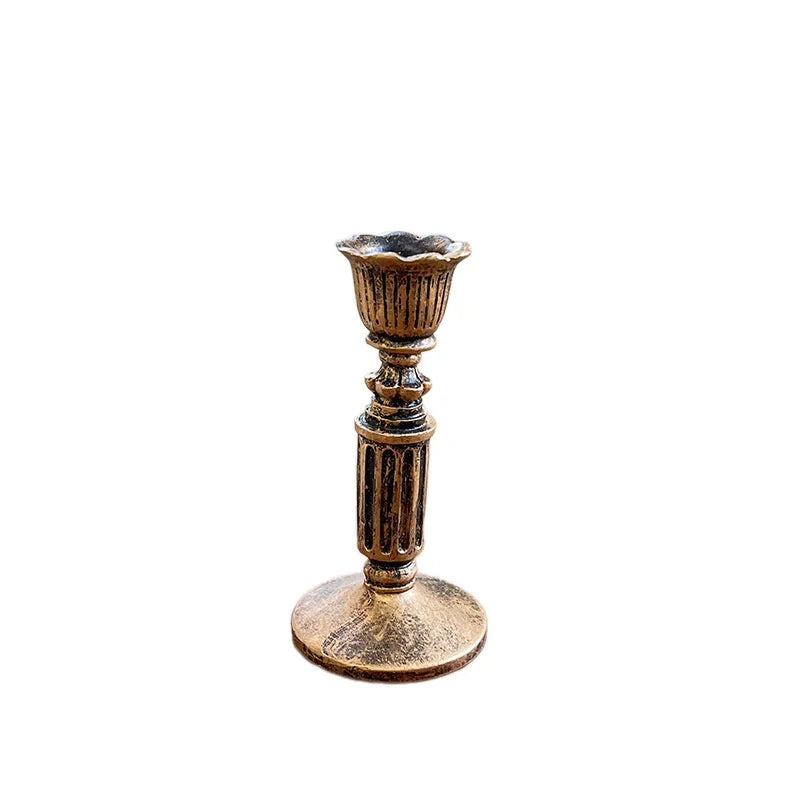Vintage Tapered Candle Holder | Antique Bronze Resin | Wedding & Home Decor