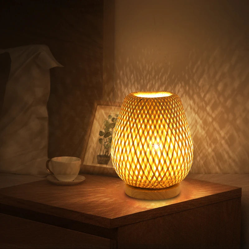 Bamboo weave desk lamp