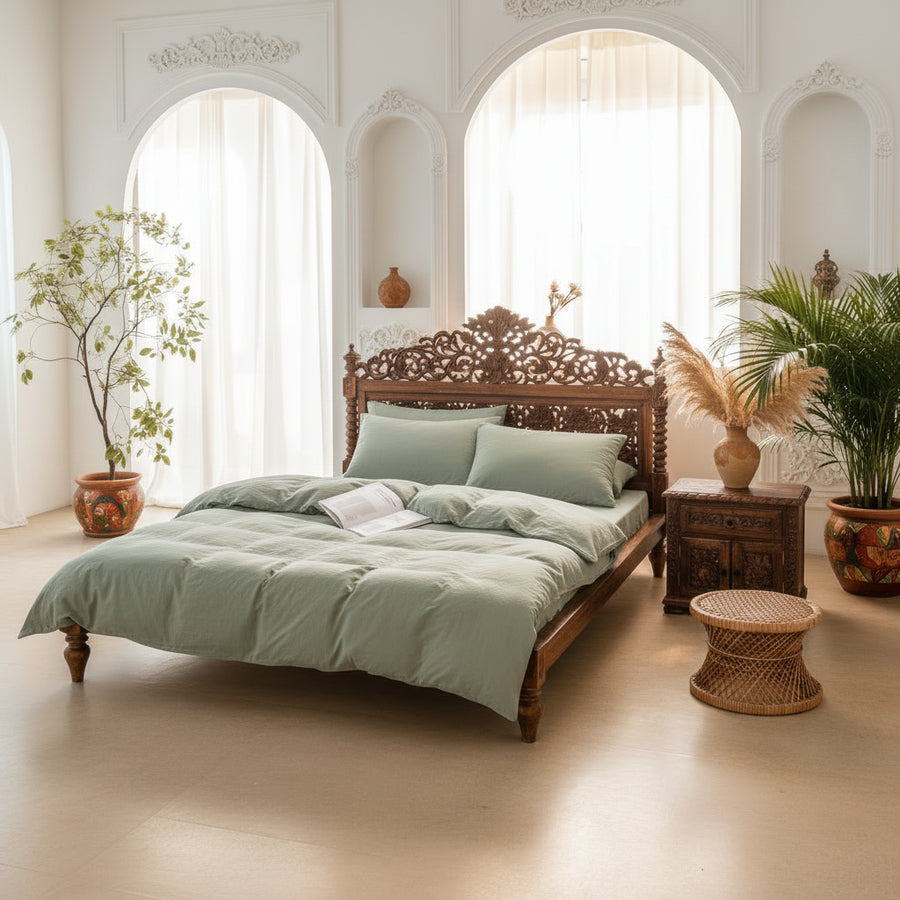 Washed Cotton Duvet Cover Set — 3-Piece, 16 Colours, 12 Sizes