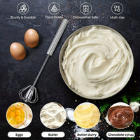 Semi-Automatic Stainless Steel Egg Beater — Hand Push Mixer, S / M / L