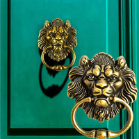 Antique Bronze Lion Head Door Knocker — 6.3"