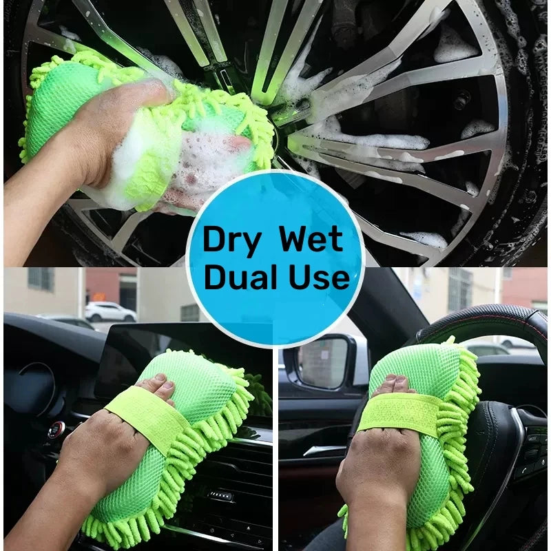 Microfiber Car Wash Sponge Glove — Scratch-Free Detailing