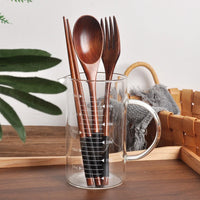 3-Piece Natural Wood Tableware Set — Spoon, Chopsticks & Fork | Travel & Home