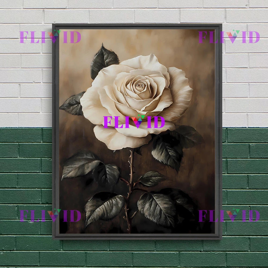 Dark moody floral rose canvas print